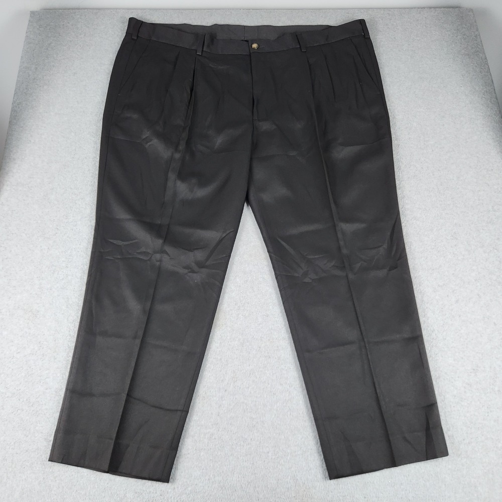 B+T Essentials By DXL Dress Pants Mens 52x30 Black Pleated Front Career Business